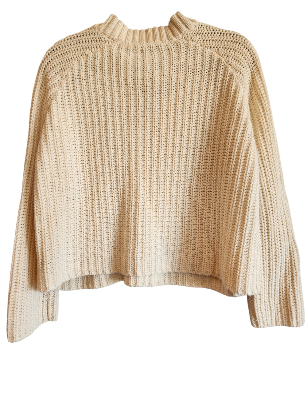 aerie Cream Lace-Up V-Neck Sweater With Navy Ties Size M Super Soft Boxy Fit - Picture 3 of 13